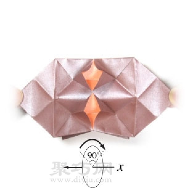 Illustration of how to fold a handmade origami camera