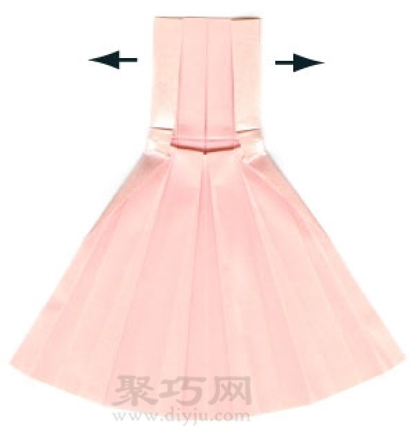 Illustration of steps to make origami dress