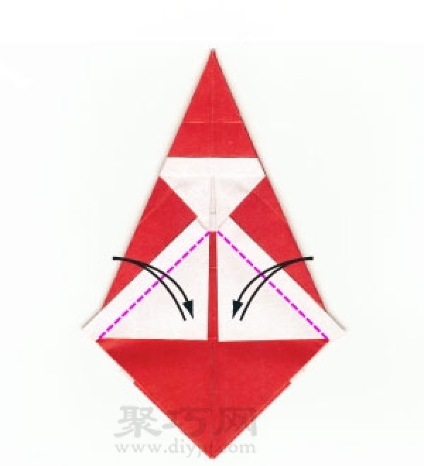 Illustration of steps to make origami 3D Santa Claus