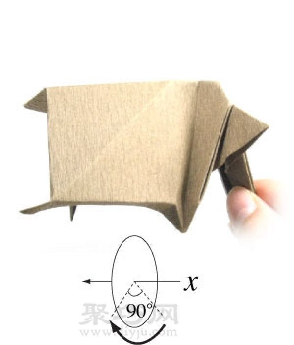 Origami standing cow origami method