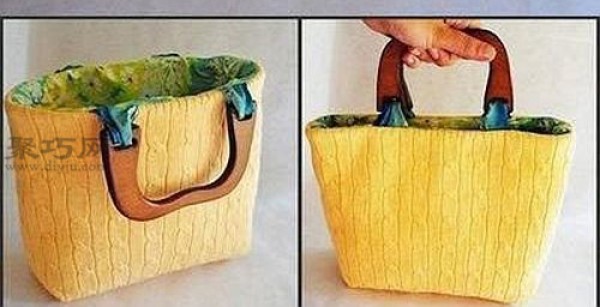 Detailed explanation of the steps to transform an old jersey sweater into a casual handbag