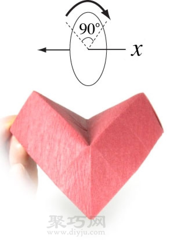 Three-dimensional heart-shaped origami method