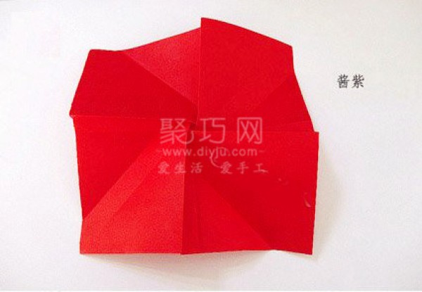 How to fold a red paper rose Step by step illustration of origami rose