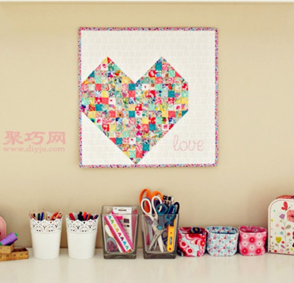 Make your own heart-shaped wall mural: diy handmade fabric decorative painting tutorial