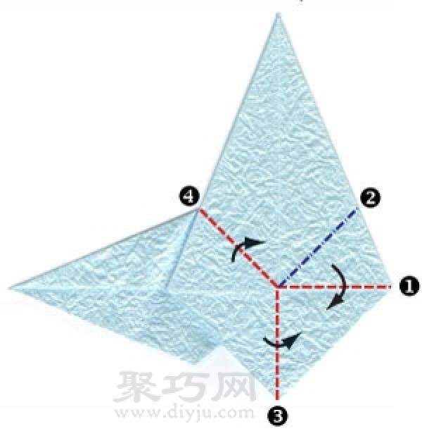 Illustration of steps to make origami flying paper cranes