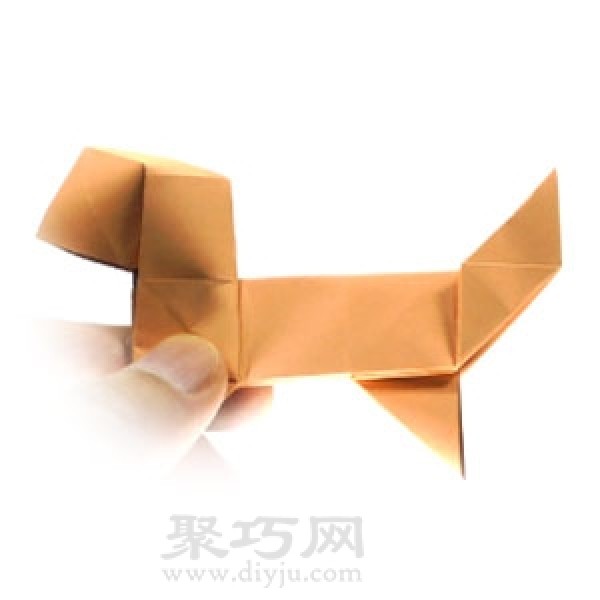 Learn to make origami three-dimensional standing puppy step by step