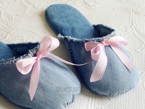 How to make handmade cotton slippers from waste jeans and clever use of old clothes