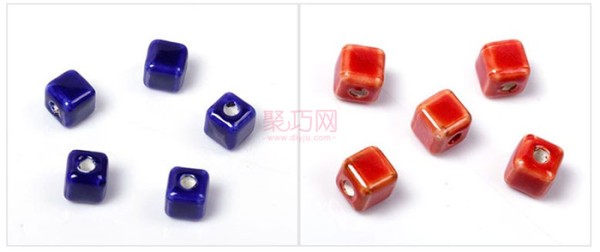 Chinese knot DIY material 8MM square solid color ceramic beads