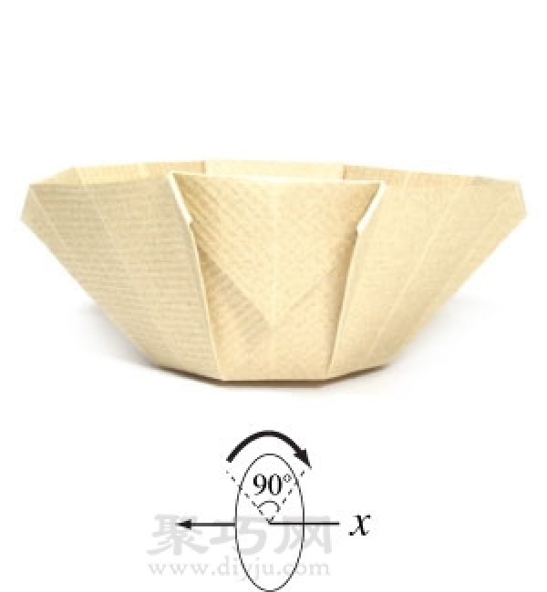 Round origami bowl tutorial illustration