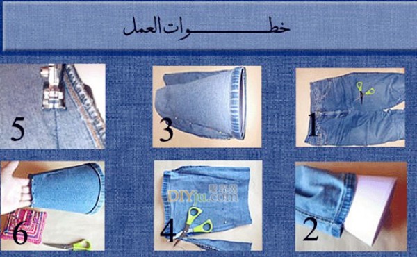 Illustrated tutorial on how to recycle old jeans trouser legs into DIY table lamp shades and bedside lamp shades