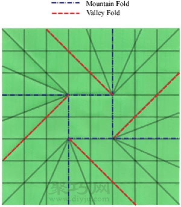 Hollow Cube Origami: Illustration of the folding method of forming a paper cube