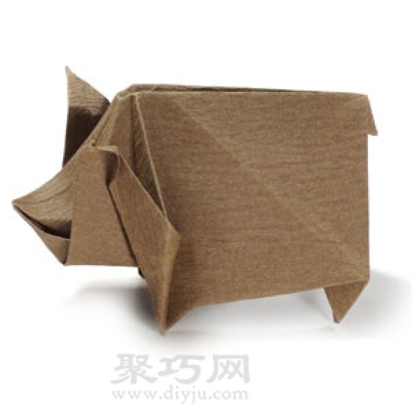 Three-dimensional rhinoceros origami method