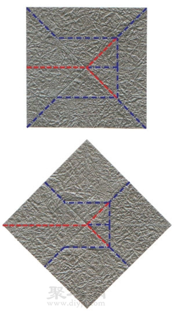 Basic origami folding method: left diamond fold