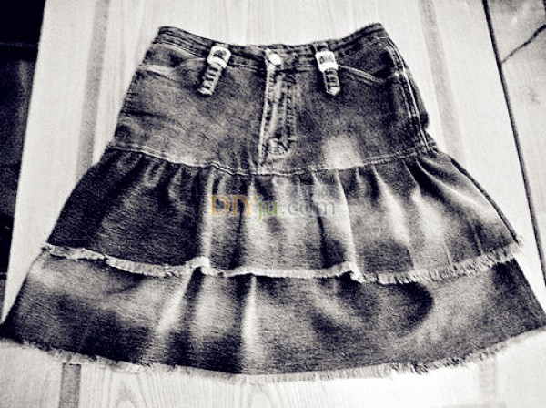 Jeans diy retro style multi-layered skirt tutorial teaches you how to make a denim cake skirt