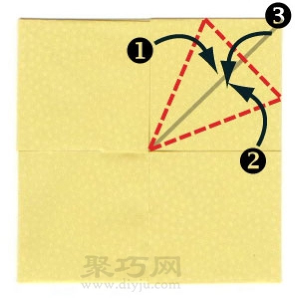 Illustration of folding method of handmade origami square table