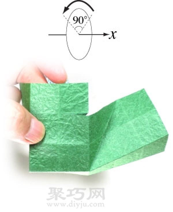 Illustration of folding origami butterfly box