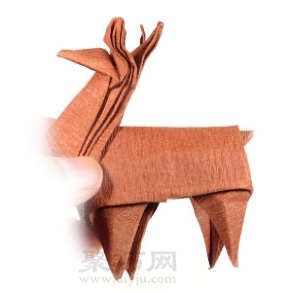 How to make origami three-dimensional reindeer