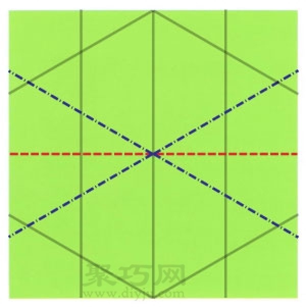 Basic origami folding method: fold square paper into regular hexagon