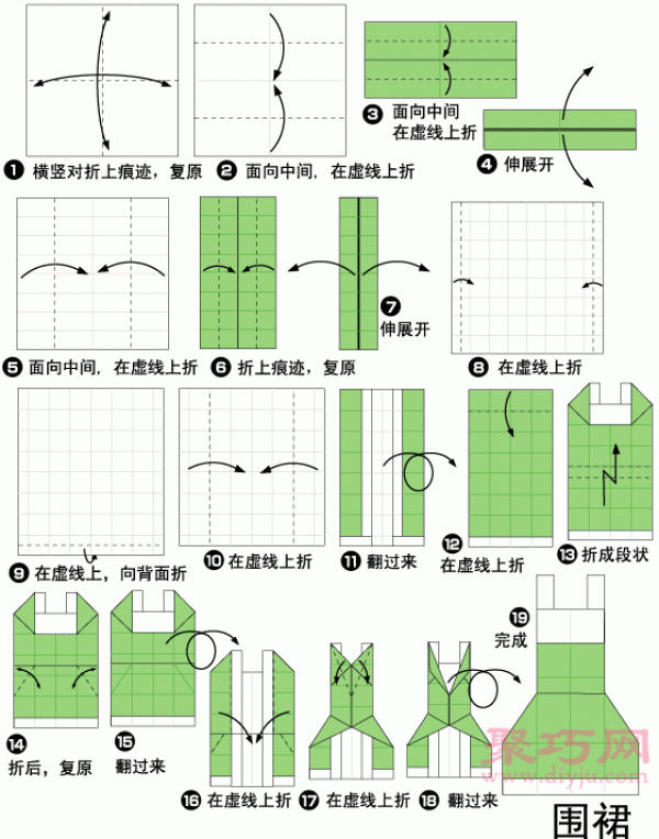 Illustration of how to fold an apron. Teach you how to fold an apron by hand.