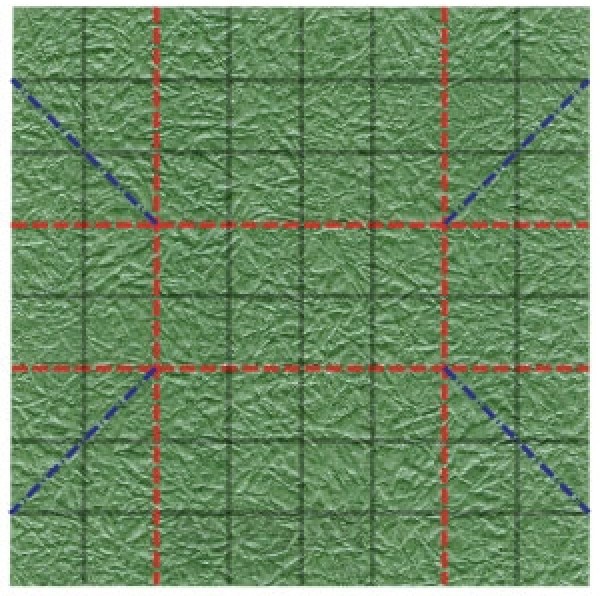 Illustration of the steps of origami of a rectangular box