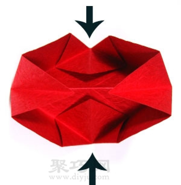 Origami red heart tutorial illustration