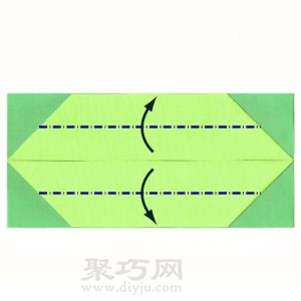 Illustration of the steps for folding a rectangular origami envelope