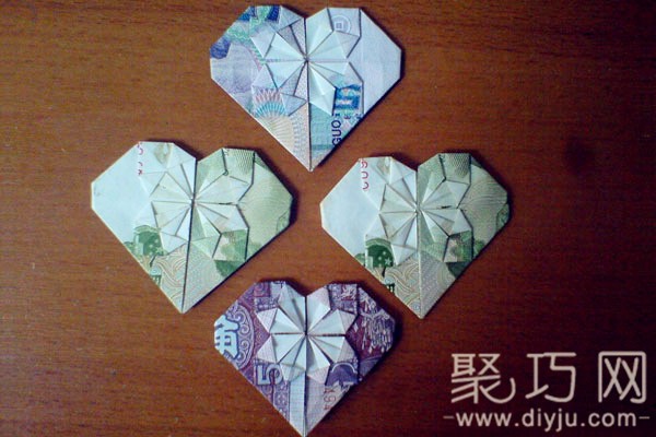 [Appreciation of coin origami] Origami hearts using 5 cents, 5 yuan, and 1 yuan coins