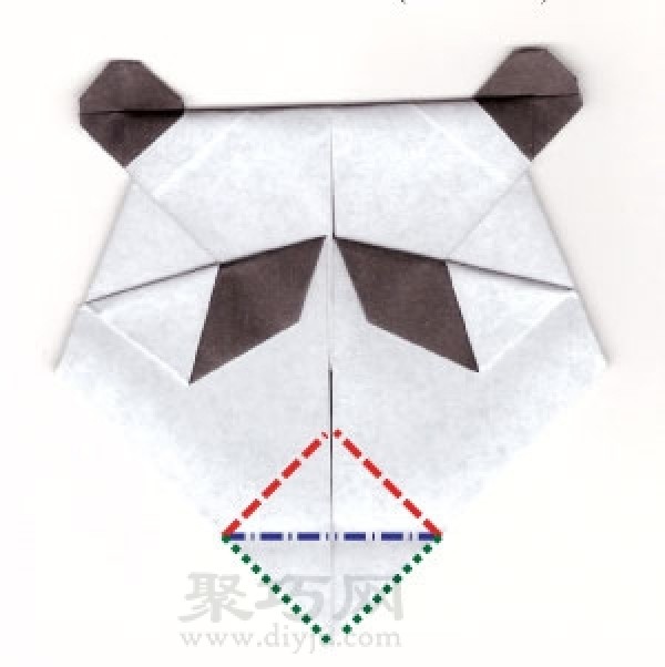 Simple origami panda face folding method