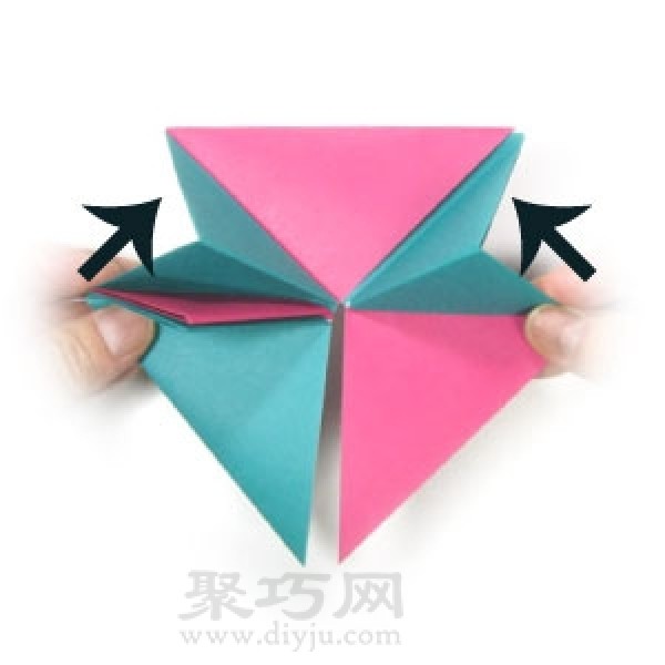 Illustration of handmade origami three-dimensional star folding method