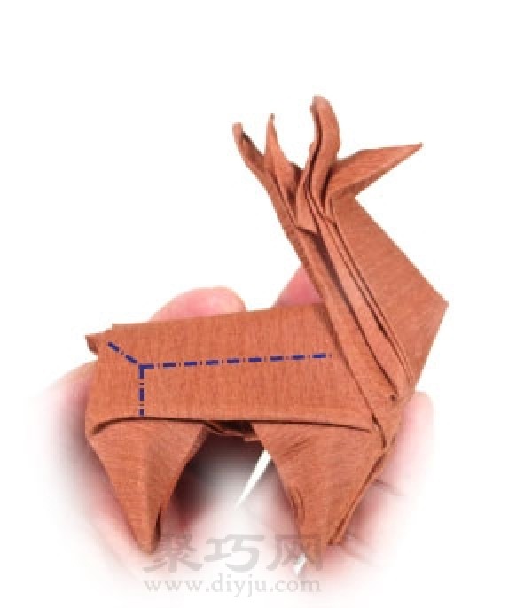 How to make origami three-dimensional reindeer