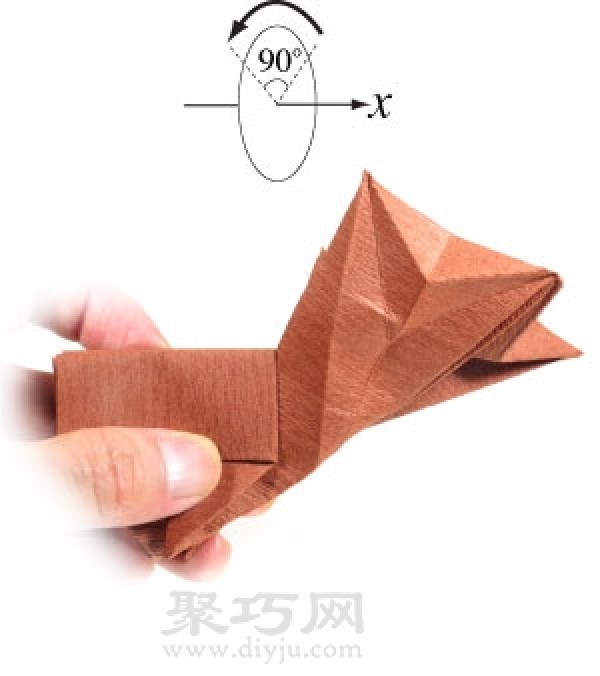 How to make origami three-dimensional reindeer