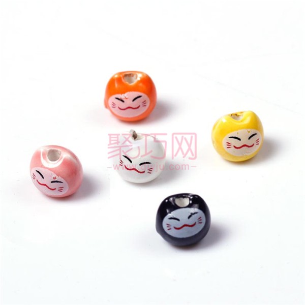 Chinese knot DIY material 8MM cartoon solid color kitten ceramic beads