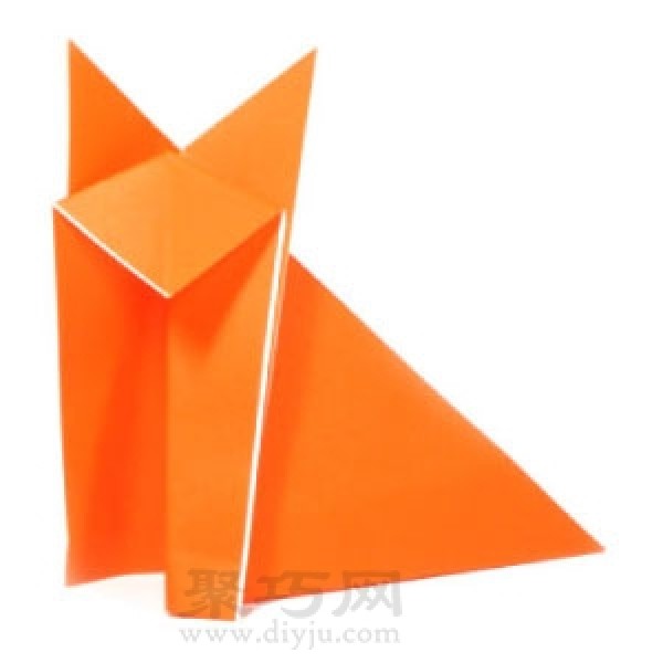 Origami three-dimensional fox folding method illustration