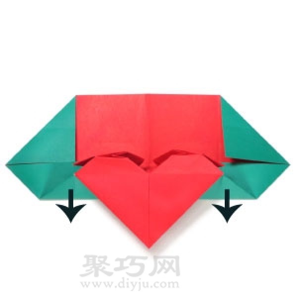 Illustration of steps to make origami heart-shaped boat