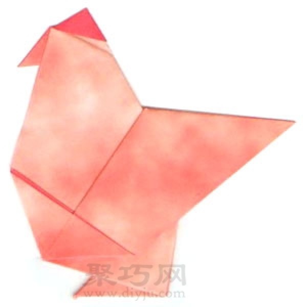 Illustration of how to fold a handmade origami hen