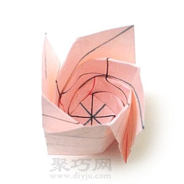 Rose Origami Steps Illustration