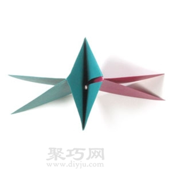 Illustration of handmade origami three-dimensional star folding method