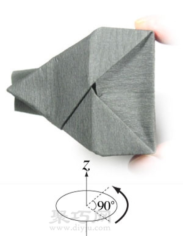 Illustration of steps for making origami digital camera