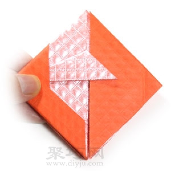 Illustration of steps for folding origami goldfish