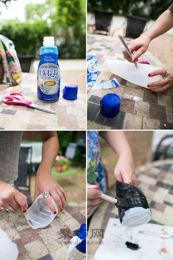 Use old items to transform beverage bottles into potted plants. Make stylish hanging flower pots out of beverage bottles.