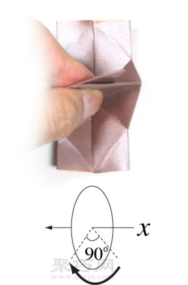 Illustration of how to fold a handmade origami camera