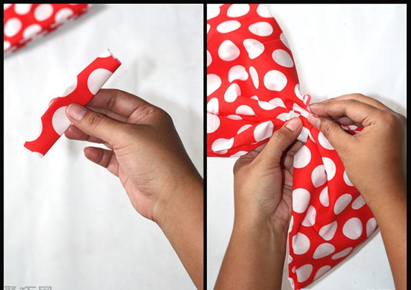 Illustrated tutorial on homemade bow hair accessories. Teach you how to DIY bow fabric headwear.