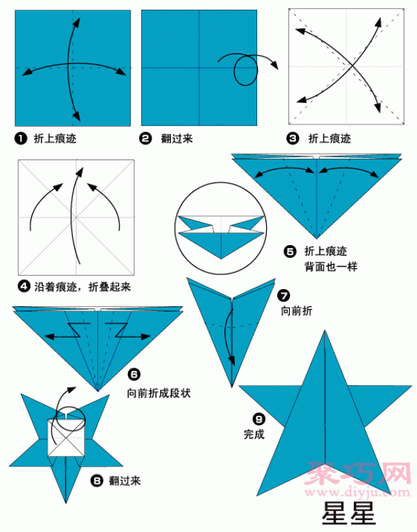 Illustration of folding stars. Teach you how to make origami stars.