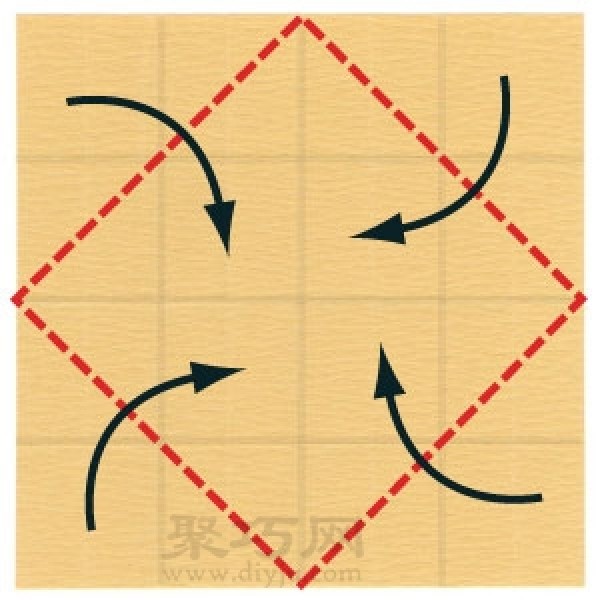 Illustration of steps for making origami small table