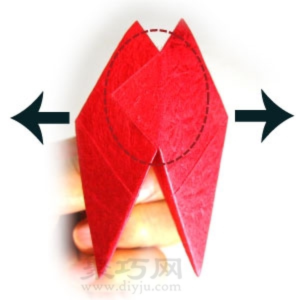 Origami red heart tutorial illustration