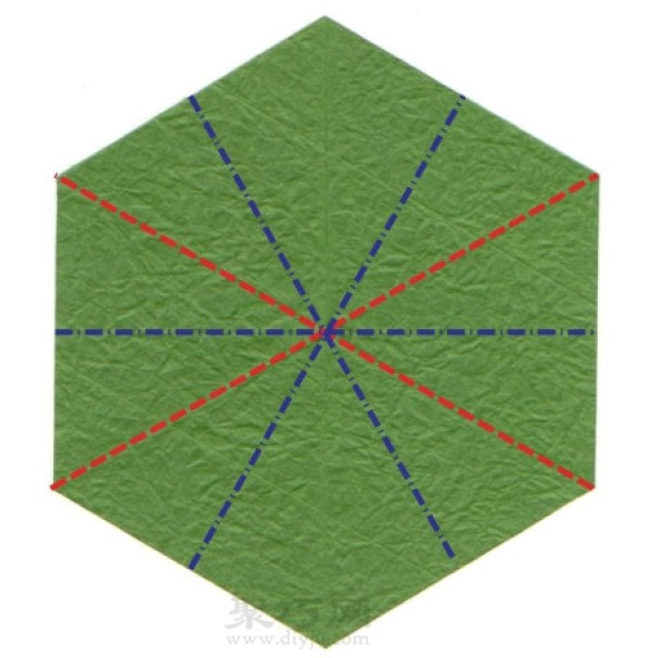 Basic origami folding method: 6 sepals