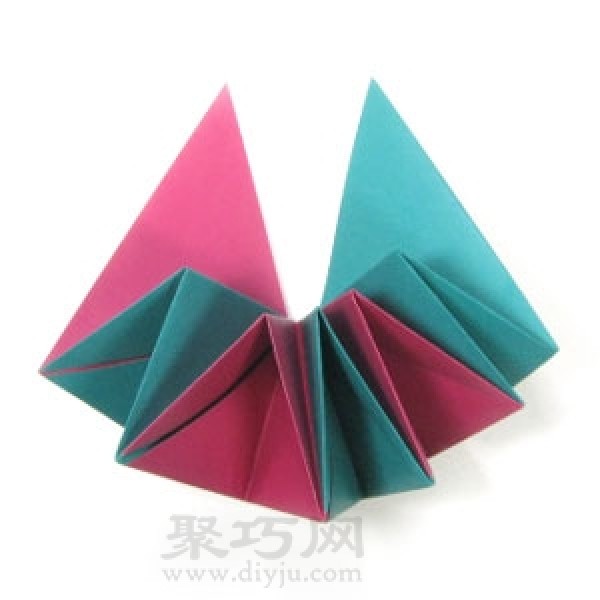 Illustration of handmade origami three-dimensional star folding method