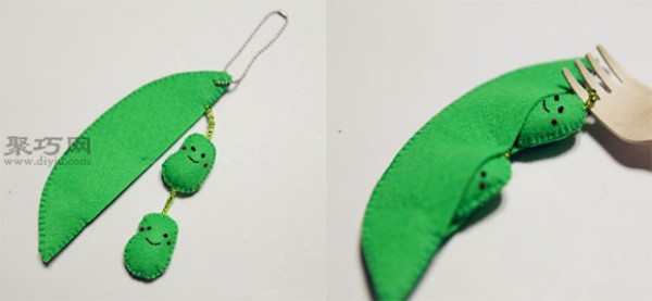 DIY handmade fabric hanging ornaments, homemade pea bag hanging ornaments illustrated tutorial