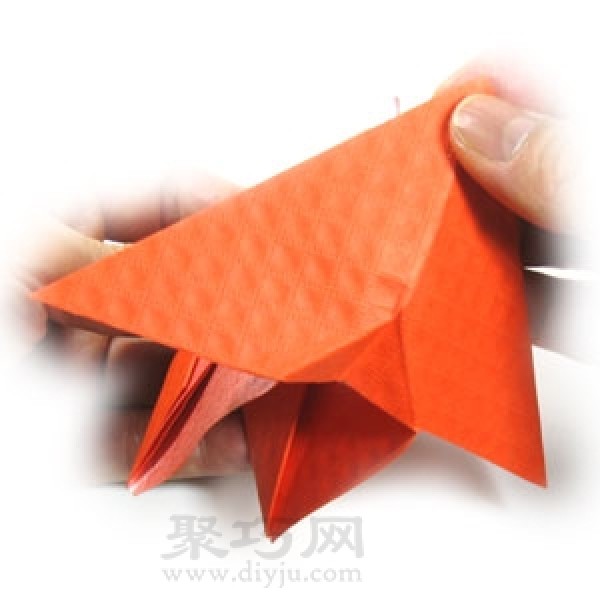 Illustration of steps for folding origami goldfish