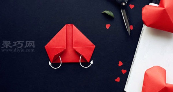 Illustrated tutorial on how to fold a three-dimensional heart How to fold a three-dimensional heart origami